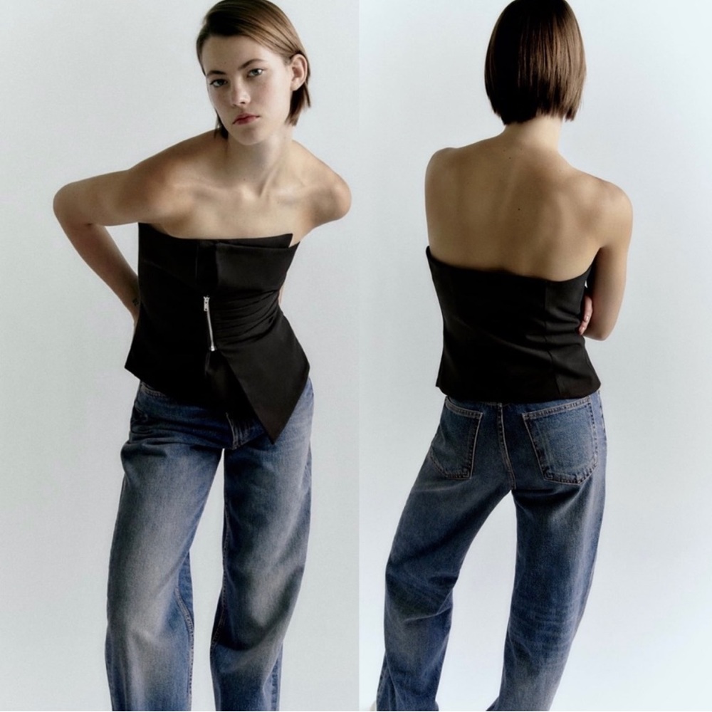 Zara black asymmetrical top